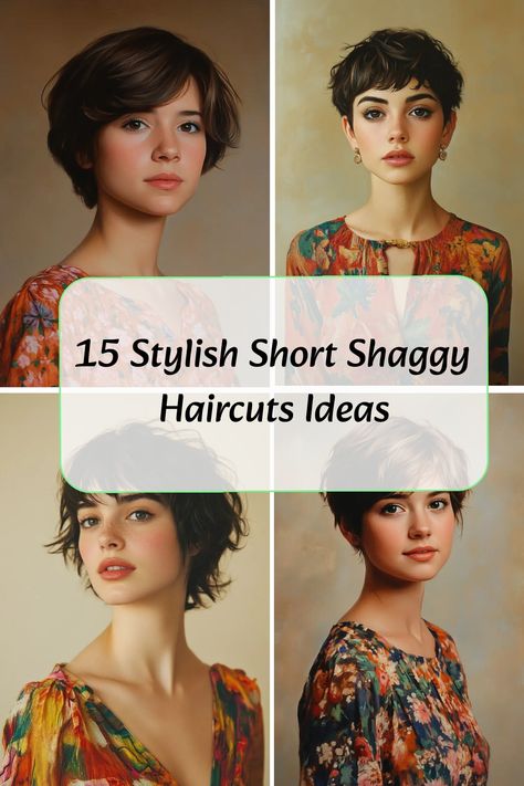 Discover the latest trends in short shag hairstyles that are perfect for a chic and edgy look! Whether you're opting for a messy or polished style, short shaggy haircuts offer versatility and effortless cool vibes. Get inspired by these modern and low-maintenance haircuts that enhance your natural texture while adding dimension to your overall look. From soft layers to tousled bangs, elevate your style with these trendy short shag hairstyles that are all about embracing individuality and confide Short Hair Shaggy Bangs, Shaggy Short Hair Pixie, Cute Shaggy Short Hair, Gender Neutral Haircuts Medium, Unstyled Shag Haircut, Short Shags On Women, Alternative Short Hairstyles, Short Hair Low Maintenance, Short Choppy Hairstyle Women