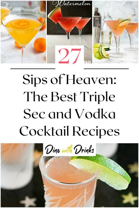 Collage of 4 triple sec and vodka cocktails. Vodka And Triple Sec Drinks, Tequila Triple Sec Drinks, Vodka Triple Sec Drinks, Drinks With Triple Sec, Triple Sec Drinks Recipes, Triple Sec Drinks, Triple Sec Cocktails, Vodka Mixed Drinks, Martini Recipes Vodka