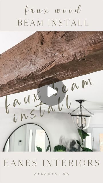 Shelby Eanes on Instagram: "New favorite DIY! Super realistic + lightweight + easy to install. Now I need more beams in my home! 😂   Comment SHOP and I’ll automatically DM you with the details!  Make sure to follow so the message isn’t hidden once sent.  - - - - - - - - - - - - - - - - - - - - - - - - - - - - - - - - - - - - - -  #eanesinteriors #foyer #foyerdecor #foyerdesign #fauxbeams #woodbeams #rusticwood #foyers #ceilingdesign #homedepot #thehomedepot #beforeafterhome #beforeafter #diyhomedecor #diyproject" Faux Beams Diy, Beams In Bedroom, Faux Wooden Beams, Stream Ideas, Air Stream, Faux Wood Beams, Faux Beams, Foyer Decor, Foyer Design