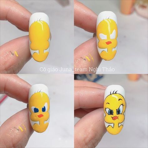 101 Want To See New Nail Art? These Nail Designs Are Really Great 2023 | Summer Nails Art Cartoon Nails Tutorial, Cartoon Nail Designs Step By Step, Nail Art Designs Cartoon, Cartoon Nails Art, Cartoon Nail Art Step By Step, Characters On Nails, Nails With Animals, Cartoon Nails Disney, Nail Art Cartoon Characters