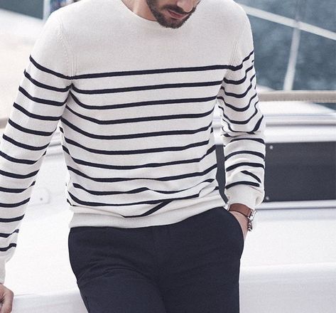 via @olivercoen on Instagram Breton Top, Mens Fashion Sweaters, Gents Fashion, Outfits Hombre, Masculine Style, Dapper Gentleman, Dapper Men, Men's Casual Style, Gentleman Style