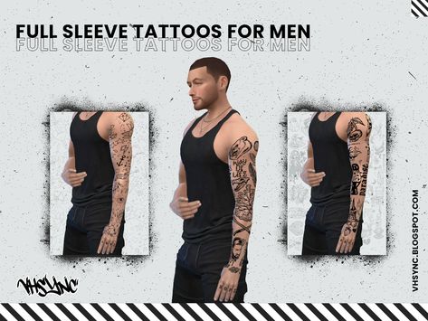 Sims 4 Cc Mens Tattoo, Sims 4 Sleeve Tattoo, Sims 4 Best Mods, Sims 4 Tattoo Cc, Sleeve Tattoo For Men, Arm Sleeve Tattoo, Masculine Tattoos, Sims 4 Tattoos, Sketches Ideas