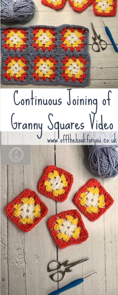 Continuous Join As You Go Granny Square, Attaching Granny Squares Together, Connecting Granny Squares Crochet, Join As You Go Granny Square, Connecting Granny Squares, Crochet Borders For Blankets, Joining Granny Squares, Granny Square Haken, Squares Crochet