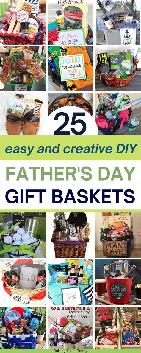 25 DIY Father's Day Gift Basket Ideas - Raising Teens Today Father’s Day Diy Gift Basket, Fathers Day Theme Ideas, Fathers Day Basket Ideas, Father’s Day Gift Ideas, Fathers Day Gift Basket Ideas, Father Day Gift Ideas, Diy Father's Day Gift Baskets, Dad Gifts Basket, Fathers Day Gift Basket