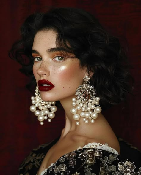 Fall Editorial Makeup, Makeup Sequence, Burlesque Moodboard, Beautiful Photoshoot Ideas Portraits, Make Up For Photoshoot, Dark Romantic Style, Editorial Makeup Photography, Vogue Makeup, Natural Pearl Jewelry