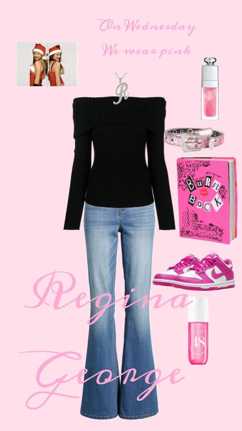 Regina George outfit #mean #girls #preppy #pink Regina George Outfit, Regina George Halloween, Mean Girls Halloween Costumes, Mean Girls Regina, Mean Girls Halloween, Mean Girls Outfits, Y2k Party, Preppy Pink, Regina George