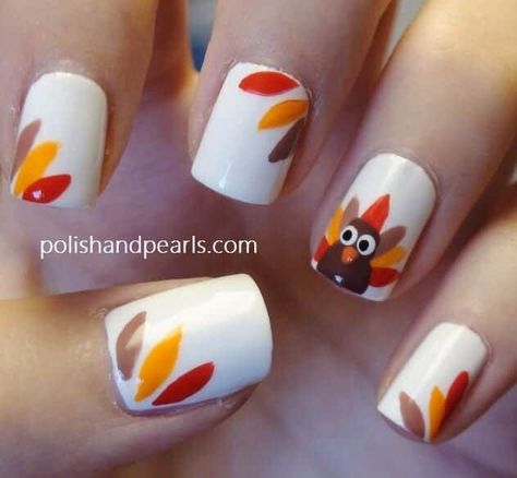 9 Festive Fall Nail Designs Turkey Nails, Fall Thanksgiving Nails, Pearl Nail Art, Thanksgiving Nail Designs, Thanksgiving Nail Art, Thanksgiving Nail, Thanksgiving Nails, Nails For Kids, Nagel Inspo