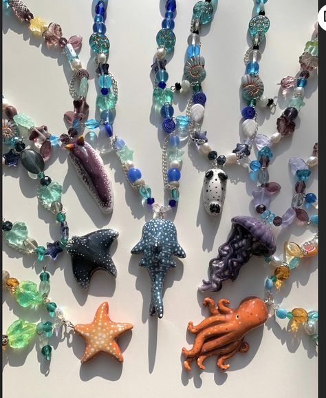 Clay Manta Ray, Ceramic Manta Ray, Clay Aquarium Decorations, Ocean-inspired Starfish Charm Beaded Necklace, Sea Creature Jewelry, Ocean-inspired Dangle Charms Jewelry, Shark Necklace, Candy Jewelry, Bead Charms Diy