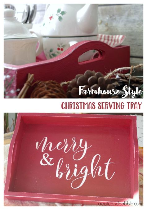 Christmas Trays, Trays Diy, Christmas Serving Tray, Upcycled Ideas, Floating Candle Centerpieces, Red Farmhouse, Farmhouse Style Christmas, Closet Organization Diy, Christmas Projects Diy