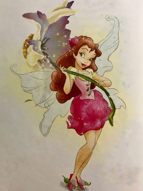 Disney Fairy Illustration, Pixie Hollow Rosetta, Old Pixie Hollow Fairies, Rosetta Fairy Fanart, Tinkerbell Concept Art, Disney Fairy Art, Disney Fairies Aesthetic, Rosetta Fanart, Pixie Hollow Art