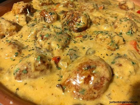 Creamy Cajun Chicken Meatballs Cajun Meatballs, Creamy Cajun Chicken, Meatball Stew, Easy Cajun, Cajun Chicken, Chicken Meatballs, Cajun Recipes, Ground Chicken, Pinterest Recipes