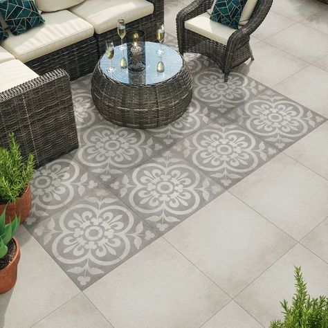 Cheap Paving Ideas, Plain Tiles, Terrace Tiles, Garden Pavers, Paving Pattern, Paving Ideas, Terrace Floor, Porcelain Paving, Porch Tile