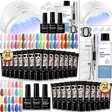 Morovan Poly Nail Gel Kit 22 Colors Poly Gel Nail Kit with 48W LED Nail Lamp Poly Nail Extension Gel Kit with Matte Top Base Coat and Slip Solution for DIY Nail Manicure Beginner Kit Poly Gel Nail Art, Morovan Poly Gel, Beautiful Gel Nails, Wigs For Black Women Color, Poly Gel Nail Kit, Poly Gel Nails, Poly Nail Gel, Poly Gel, Gel Nail Extensions