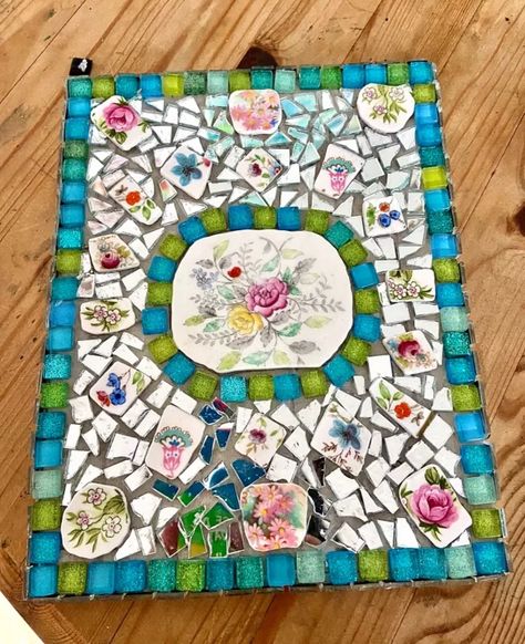 Broken China Crafts, Mosaic Art Diy, China Crafts, Garden Display, Broken Mirror, Backer Board, Safety Goggles, Mosaic Garden, Mirror Tiles