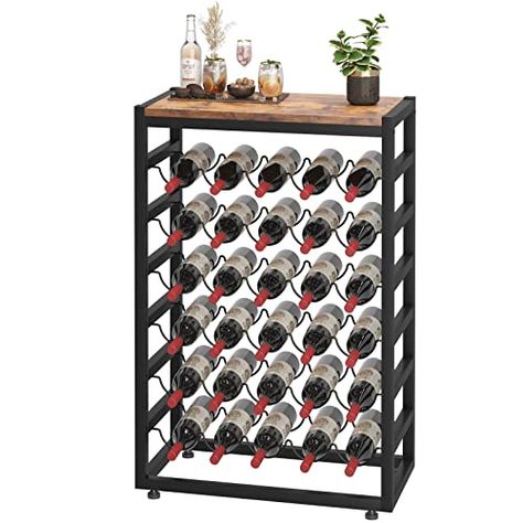 Bar Pantry, Wine Bottle Storage, Metal Bottle, Wooden Table Top, Metal Bottles, Bottle Rack, Wine Holder, Storage Design, Wine Racks