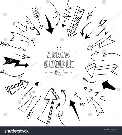 Doodle Arrows Hand Drawn, Creative Arrow Design, Arrows Drawing, Doodle Arrow, Sign Doodle, Arrow Font, Doodle Arrows, White Board Drawings, Arrows Design