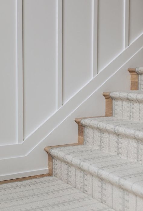 Beach House Staircase, Staircase Runners, Beach House Stairs, Foyer Stairs, Millwork Wall, Dallas House, Kate Marker Interiors, Dream Farmhouse, House Staircase