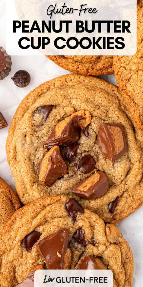 Gluten Free Reeses Pieces Cookies, Gluten Free Peanut Butter Cup Cookies, Gluten Free Reeses Cookies, Gluten Free Dairy Free Recipes Dinner, Gf Brownies, Gluten Recipes, Peanut Butter Rice Krispies, Healthy Peanut Butter Cups, Gluten Free Peanut Butter Cookies