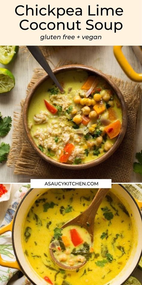 Coconut Miso Chickpea Soup, Vegan Clean Eating Recipes, Veg Soups, Meatless Dinners, Vegan Entrees, Fresh Eats, Veg Soup, Healthy Soups, Coconut Soup