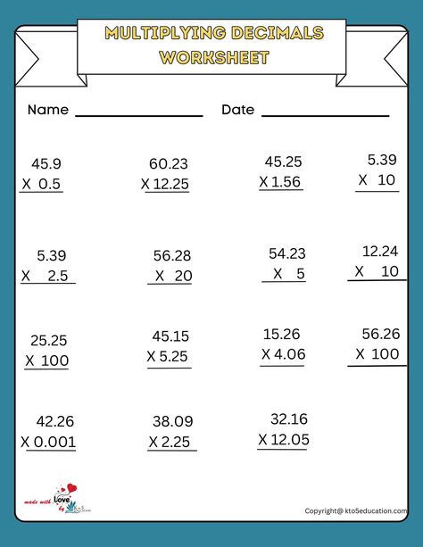 Decimal Multiplication Sums Worksheet | FREE Download Check more at https://kto5education.com/decimal-multiplication-sums-worksheet/ Decimal Multiplication Worksheet, Multiplication With Decimals, Multiplication Sums, Multiplication Of Decimals, Year 5 Maths, Decimal Multiplication, Grade 5 Math Worksheets, School Stickers Labels, Comparing Decimals