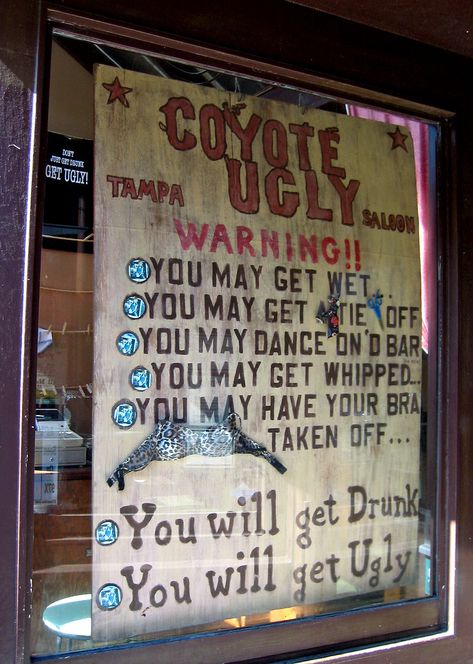 Coyote Ugly Bar, Florida Wildlife, Coyote Ugly, Rockstar Aesthetic, Ybor City, Rodeo Birthday, City Sign, 26th Birthday, Watch Cartoons