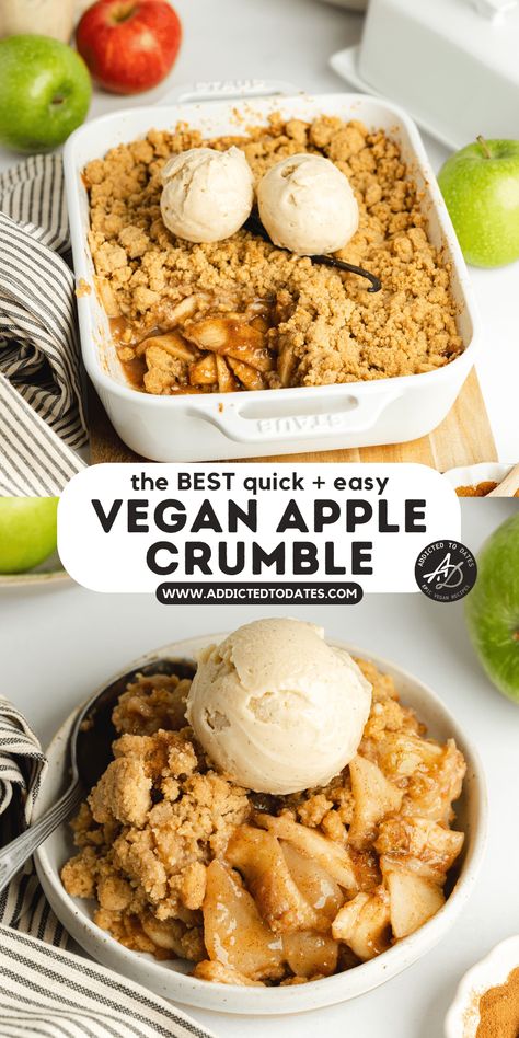 Dairy Free Apple Crumble, Vegan Apple Desserts Easy, Best Desserts Ever, Vegan Apple Crumble, Vegan Crumble, Real Vanilla, Vegan Tarts, Gluten Free Dairy Free Dessert, Vegan Chocolate Recipes