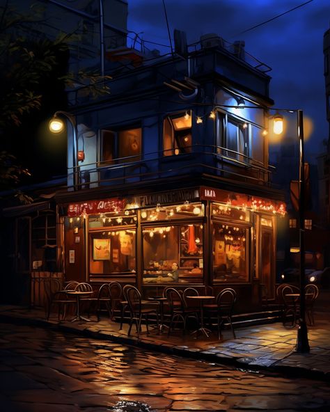 Inside Cafe Aesthetic, Sims Cafe, Street Veiw, Coffee Shop Night, Scottish Witch, Cosy Coffee Shop, Cafe At Night, Winter Cafe, Cozy Illustration