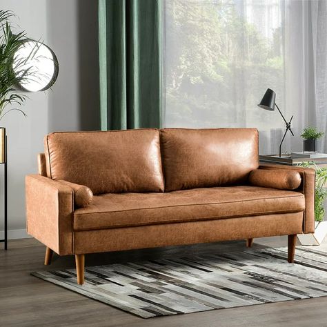 Ovios 69.68 inches Small Sectional Sofa Couch 2-Seater Loveseat with Faux Leather Removable Cushion for Living Room - Walmart.com Mid Century Modern Loveseat, Small Loveseat, Fabric Sectional Sofas, Square Arm Sofa, Modern Loveseat, Modern Couch, Fabric Sectional, Sectional Sofa Couch, Leather Couch