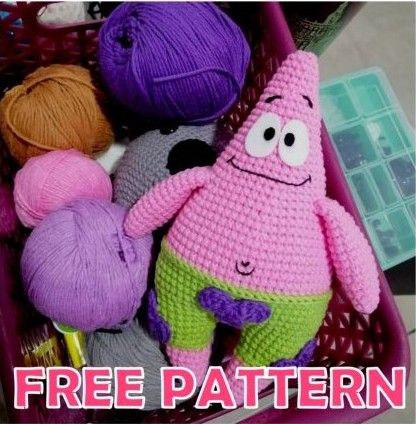 Patrick Star Amigurumi Free Pattern - Csr.life Chunky Yarn Crochet, Disney Crochet Patterns, Free Amigurumi Crochet Patterns, Crochet Knit Blanket, Crochet Pig, Crochet Teddy Bear Pattern, Crochet Keychain Pattern, Crochet Animals Free Patterns, Crochet Teddy Bear