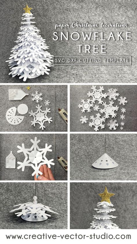 Christmas Tree With Paper, Christmas Tree Video, Tree With Paper, 3d Paper Christmas Tree, Diy Xmas Tree, Tree Video, Make Christmas Tree, Paper Snowflake Template, Diy Paper Christmas Tree