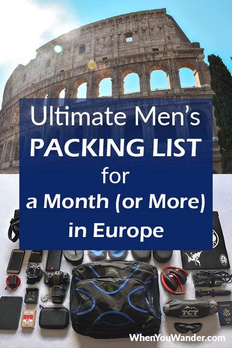 Packing List for Long Term Travel in Europe – Men’s Edition. Whether you’re planning a 2-week vacation, a month abroad, or longer travels, use this packing list for everything you need to know about choosing luggage, how to organize your bag, and what to pack. Travel Packing Lists, Family Packing List, Weekend Packing List, Hawaii Packing List, Hawaii Packing, Europe Packing, Summer Packing Lists, Spring Break Kids, Packing List Men