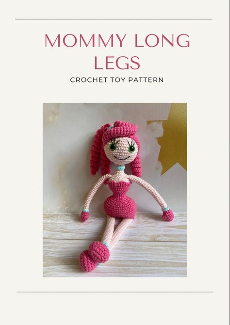 Poppy Play Time, Mommy Long Legs, Crochet Poppy, Poppy Playtime, Fun Crochet Projects, Crochet Toys Patterns, Crochet Basics, Crochet Dolls, Amigurumi Doll