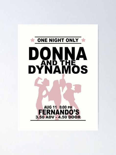 Donna And The Dynamos Poster, Mama Mia, Musical Movies, Pink Print, First Night, Sorority, Sale Poster, Wall Prints