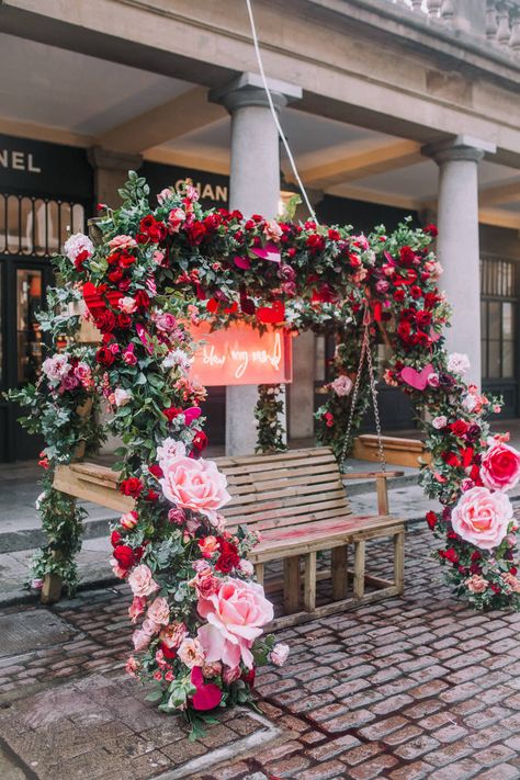 Outdoor Floral Installation, Valentines Day Installation, Valentine Installation, Valentines Installation, Valentines Florals, Rose Installation, Floral Wall Installation, Flower Entrance, London Flowers