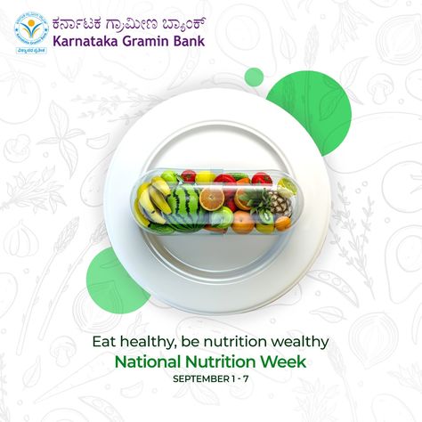 Eat Healthy, Be Nutrition Wealthy National Nutrition Week #Nutritionweek #NationalNutritionWeek #karnatakagraminbank #KGB #karnataka #Nutrition National Nutrition Week Poster, Nutrition Week Creative Ads, Nutrition Week Posters, National Nutrition Week Creative Ads, Nutrition Day Poster, Nutrition Ads, Delivery Advertising, Nutrition Social Media, National Nutrition Week