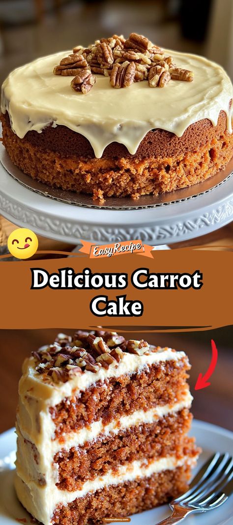 Enjoy a slice of classic Carrot Cake that's moist, spiced, and loaded with shredded carrots and optional nuts. Topped with a creamy cream cheese frosting, it's a timeless dessert that's perfect for any occasion. A favorite for all ages! #CarrotCake #ClassicDessert #CreamCheeseFrosting Pear Crumble Pie, Classic Carrot Cake Recipe, Carrot Cake Ingredients, Classic Carrot Cake, Chicken Cake, Puppy Chow Recipes, Sweet Carrot, Shredded Carrots, Best Cake Recipes