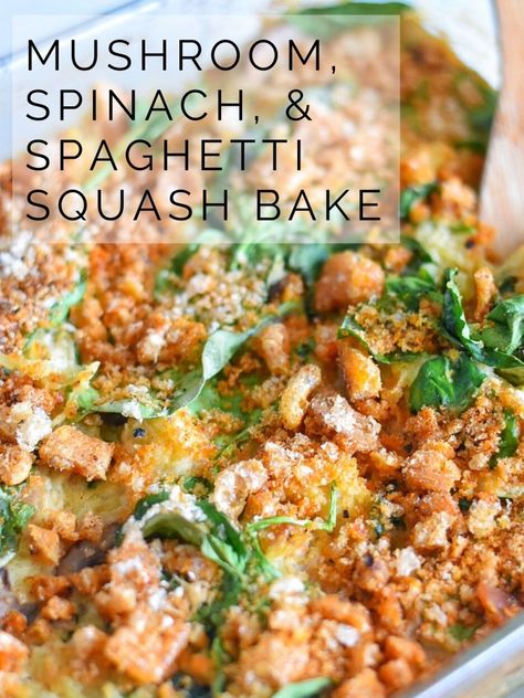 Spaghetti Squash Paleo, Cold Weather Recipes, Spaghetti Squash Bake, Squash Bake, Cozy Food, Paleo Cauliflower, Spaghetti Squash Casserole, Mushroom Spinach, Baked Spaghetti Squash