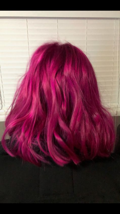 Long Magenta Hair, Raspberry Pink Hair Color, Dark Hot Pink Hair, Deep Magenta Hair, Dark Fuschia Hair, Fusha Hair Color, Magenta Hair Short, Berry Colored Hair, Magenta Hair Aesthetic