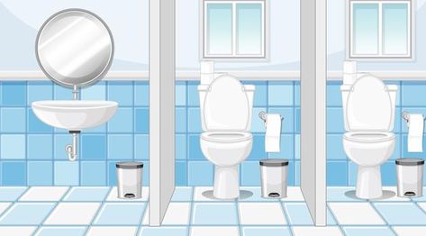 Comfort Rooms Ideas, Backgrounds Gacha, School Toilet, School Restroom, Toilet Cartoon, Toilet Cubicle, Comfort Room, Background Water, Water Texture