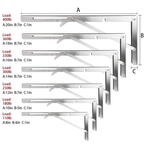 Folding Shelf Brackets 18 Inch Heavy Duty Stainless Steel Collapsible Wall Mounted Shelf for DIY Bracket,Folding Bench,Work Table, Space Saving Max Load 360lb 2pcs with Screws : Amazon.ca: Tools & Home Improvement Rv Folding Shelf, Wall Folding Table, Wall Mounted Computer, Collapsible Wall, Collapsible Desk, Table Space Saving, Folding Shelf Bracket, Folding Shelf, Folding Workbench