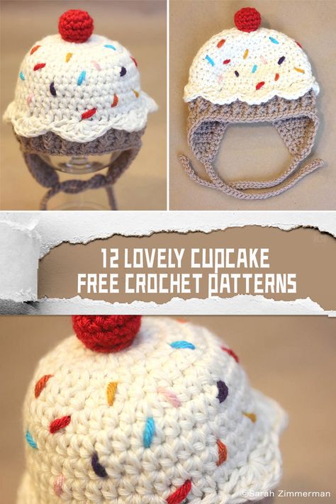 12 Lovely Crochet Cupcake FREE Patterns - iGOODideas.com Cupcake Crochet Hat, Cupcake Hat Crochet Pattern, Crochet Cupcake Hat Pattern, Cupcake Crochet Hat Pattern Free, Crochet Cupcake Hat Pattern Free, Crochet Whipped Cream Free Pattern, Cupcake Crochet Pattern Free, Crochet Cupcake Hat, Crochet Cupcakes