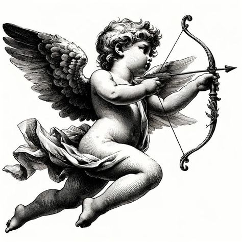 Cupid Drawing, Christus Tattoo, Cherub Art, Angel Statues Sculpture, Cupid Tattoo, Cherub Tattoo, Statue Tattoo, Angel Tattoo Designs, Religious Tattoos