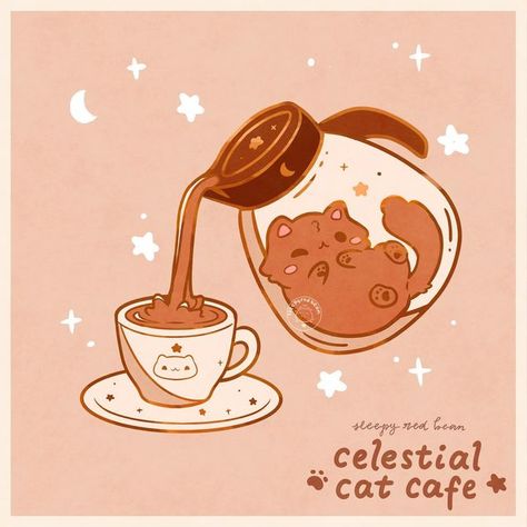 Cat Cafe Drawing, Cat Eating Drawing, Vtuber Mascot, Kawaii Art Styles, Coffee Shop Drawing, Kawaii Cat Art, Cat Bakery, Fox Food, Sailor Moon Cat