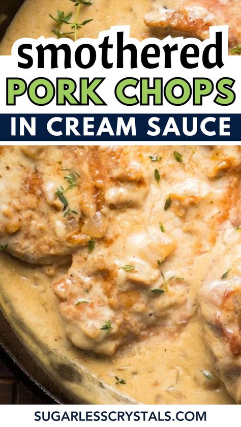 Experience the taste of the South with this mouth-watering smothered pork chop recipe! Pork chops, slow cooked in a creamy gravy, come out flavorful, juicy, and super tender. Perfect for a family dinner, these easy pork chop recipes are sure to be a hit with everyone around the table! Crockpot Smoother Pork Chops, Pork Chops From Pork Loin, Smothered Pork Chops In Oven Gravy Easy Recipes, Pork Chop Italian Dressing, Smothered Pork Chops Crock Pot Easy, Pork Sirloin Chops Crockpot, Creamy Pork Chop Recipes, Pork Chop Gravy Recipe, Sirloin Pork Chop Recipes