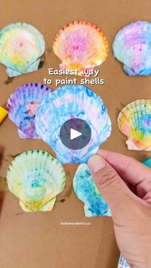 Tie Dye Painted Seashells! 🐚🌈 such an easy way to paint. Tutorial 👇🏼 | hello, Wonderful | hello, Wonderful · Original audio Shell Painting Ideas Seashells, Painting Seashells Ideas, Paint Shells, Tie Dye Painting, Kids Workshop, Seashell Painting, Cruel Summer, Washable Markers, Painted Shells