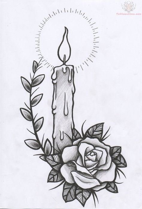 Candle Light Tattoo, Sketches Rose, Candle Tattoo Design, Candle Tattoo, Light Tattoo, Tattoo Flowers, Tattoo Zeichnungen, Men Tattoos, Geniale Tattoos