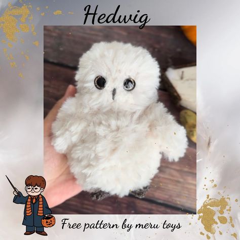 Crochet Hedwig Pattern Free, Owl Crochet Pattern Free, Owl Crochet Pattern, Pikachu Crochet, Harry Potter Crochet, Harry Potter Owl, Owl Crochet, Owl Crochet Patterns, White Owl