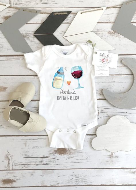 Baby Shower Gift, Auntie Drinking Buddy, Baby Announcement, Funny Baby Gift, Auntie Baby Reveal, Pregnancy Reveal, Drinking Onesie®,Wine Set Auntie Baby, Funny Baby Gifts, Baby News, Drinking Buddies, Baby Shower Gifts For Boys, Wine Set, Pregnancy Reveal, Baby Reveal, Baby Bottle