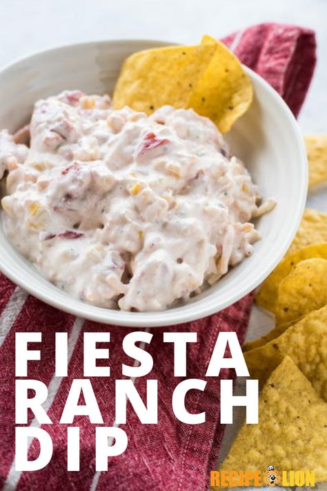 This yummy dip is best served with tortilla chips. Since it's a little chunky, you'll want to make sure you serve it with some hardy tortilla chips that won't break. Try bigger chips or even scoops for ultimate dipping. Ranch Corn Dip, Cold Corn Dip, Ranch Corn, Fiesta Ranch Dip, Fiesta Dip, Ranch Dip Recipe, Dip For Tortilla Chips, Corn Dip Recipes, Creamy Ranch