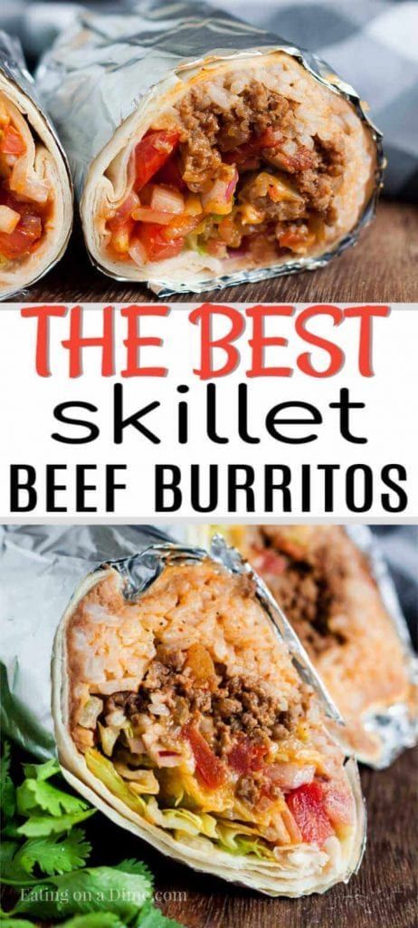 Healthy Beef Burritos, Beef And Rice Burrito Recipe, Restaurant Style Ground Beef, Burrito Recipe Beef, Ground Beef Burrito Recipe, Good Burrito Recipe, Ground Beef Burritos, Easy Burritos, Easy Burrito Recipe